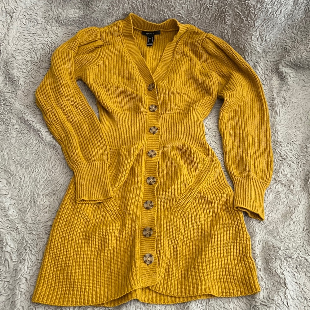 Yellow cardigan dress